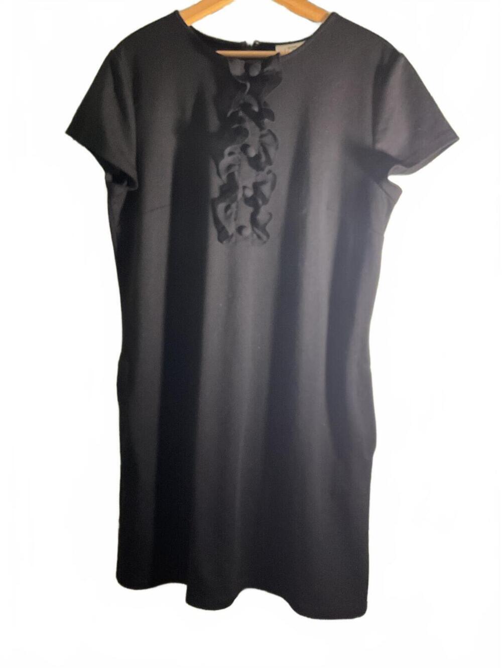 Vintage Loft Black Short Sleeve Dress with Ruffle Detail LBD SZ. 12 - Picture 2 of 8